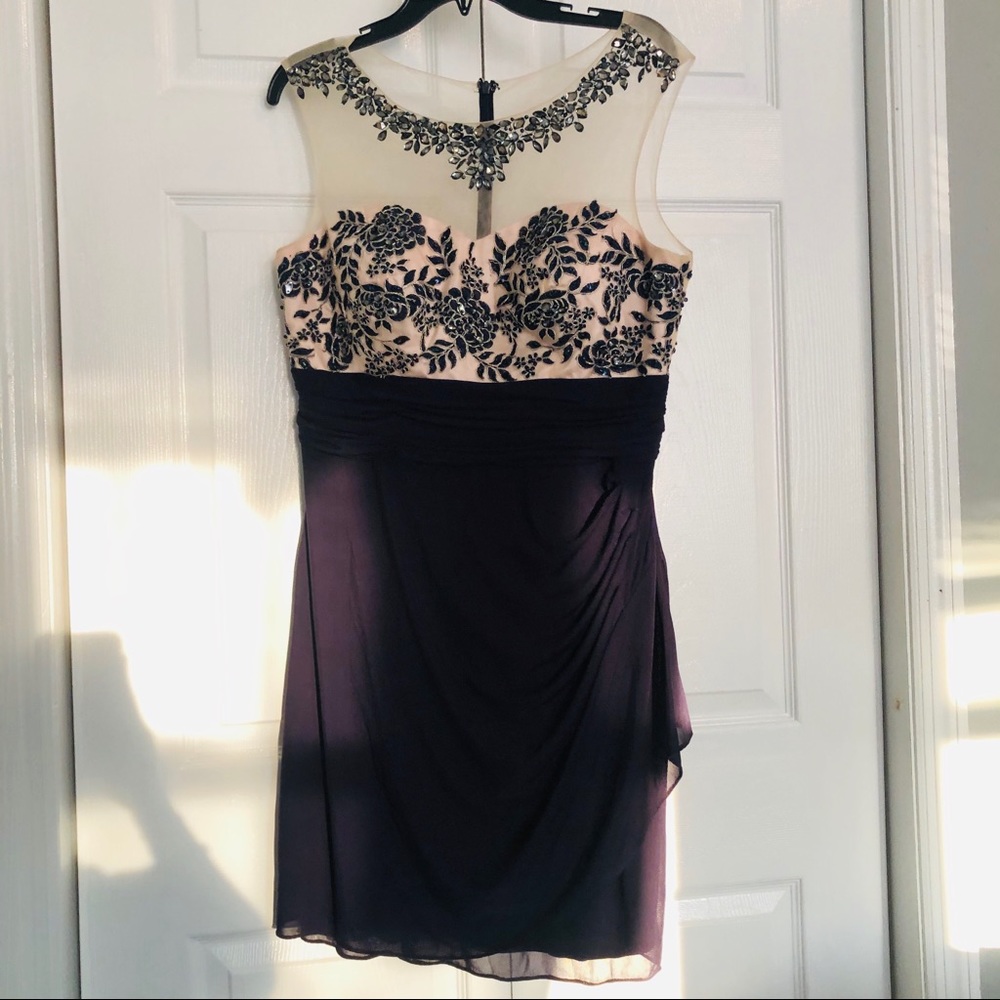 Navy blue mesh top dress